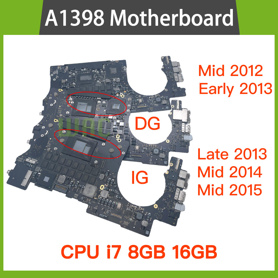 A1398 Logic Board for Macbook Pro Retina Mid 2012 Early 2013 Late2013 Mid2014 2015 Motherboard I7