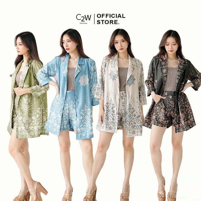 C2W Clothtowear Set Batik Wanita All Size Satin Women's Clothes 996-CBP