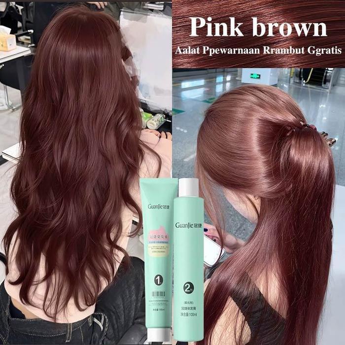 Pink Brown Pewarna Rambut Ash Brown Permanent Cat Rambut Golden Brown Hair Color Milk Tea Ash Brown