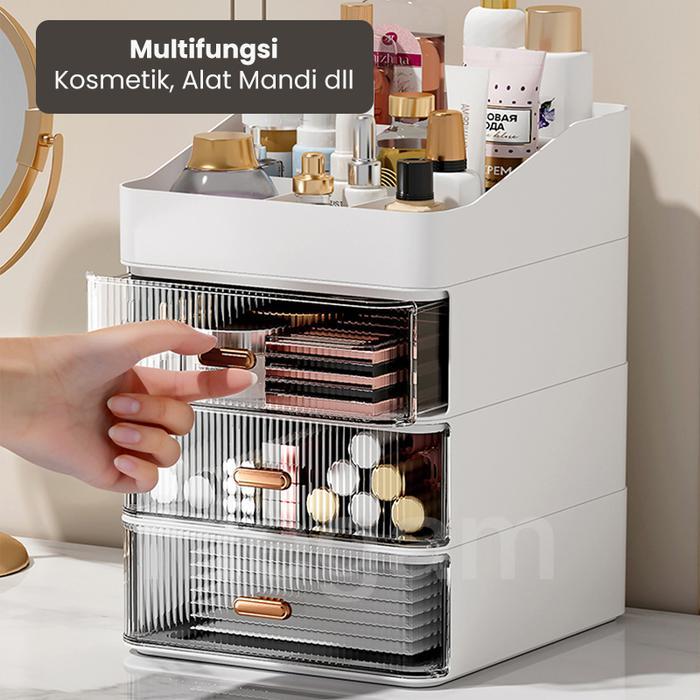 Megam Laci Mini Aesthetic Rak Meja Laci Penyimpanan Alat Tulis Serbaguna Laci Mini Susun Rak