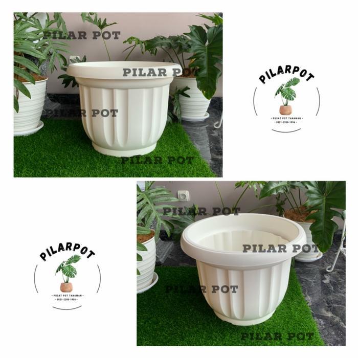 Pot Bunga Tanaman Plastik Putih 50Cm - Jumbo Putih