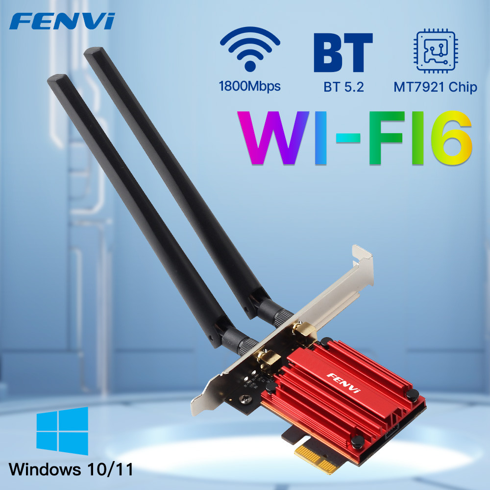 Fenvi WiFi 6 Pcie Wireless Adapter AX1800 Dual Band 5Ghz/2.4Ghz for Bluetooth 5.2 WiFi6 Network Card