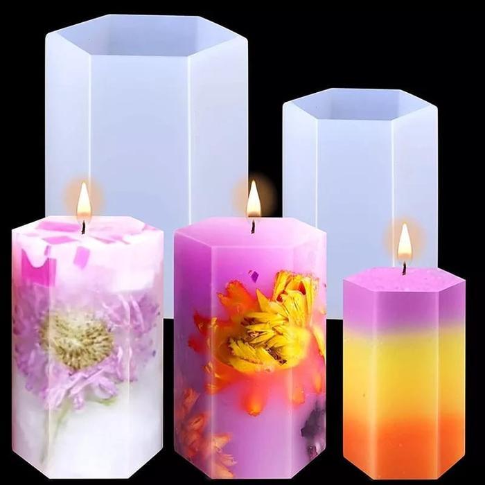 Cetakan Silikon Resin Cylinder Hexagon 3D Shaped Mold