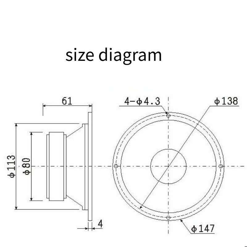 SOTAMIA 1PCS 5.5 Inch Midrange Speaker 6 Ohm 100W Matte Paper Cone Sealed Pure Midrange HIFI Speaker