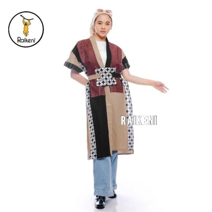 ASLI Kimono Okashi Panjang Kimono Batik Tenun Unik Outer Batik Tenun Vest Etnik Tenun Batik Kimono