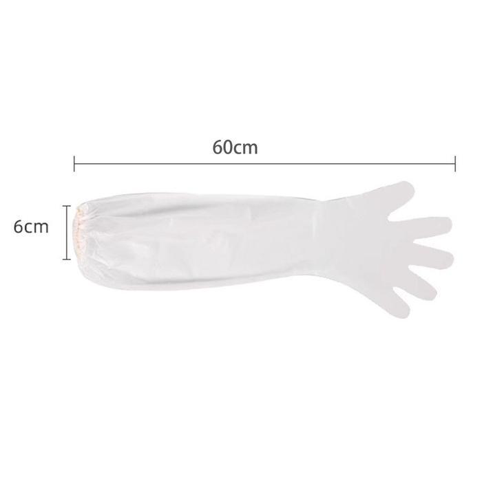 [10Pcs ] 60Cm Cpe Sarung Tangan Plastik Panjang Elastis Higienis Tahan Air Dan Minyak Multifungsi /