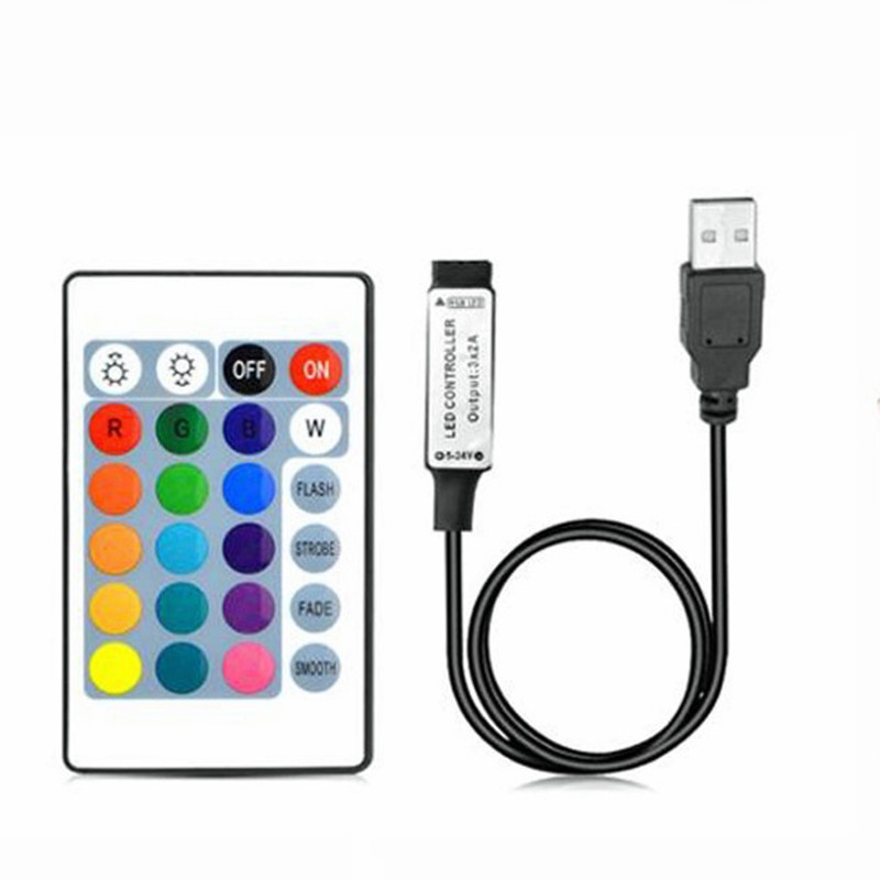 Wireless Remote RGB LED Controller 5V 24KEYS Magic Home RGB Control USB LED Dimmer For 5050 2835 5V 