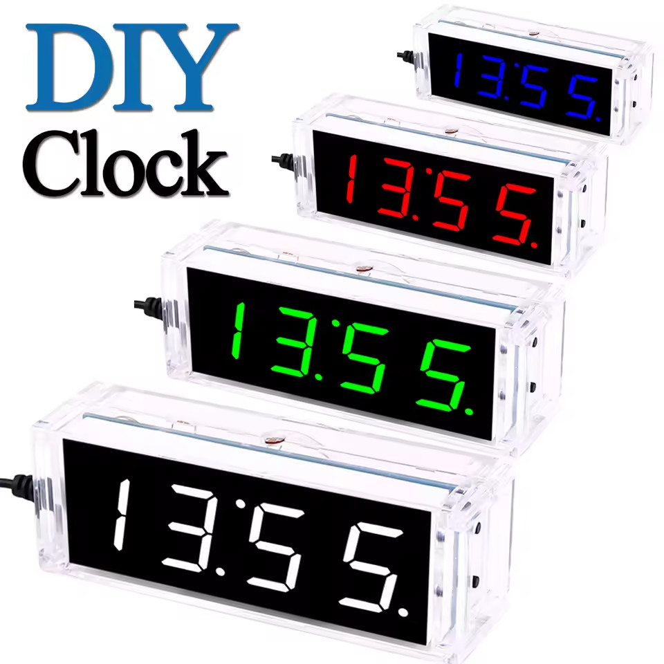 Colorful Digital Clock Making Kit DIY Electronic Kit Alarm Clock LED Display Date Week Temp Alarm