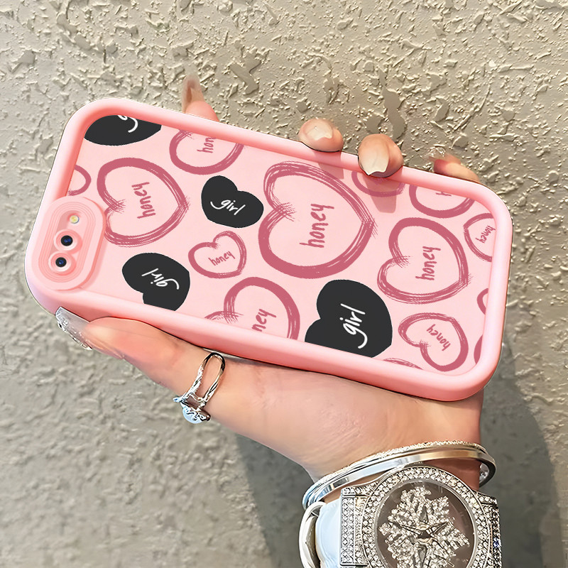 Casing Hp untuk OPPO A5 A3s A12E Reaalme C1 Realme 2 Case Hati pribadi berwarna pink Softcase Kesing