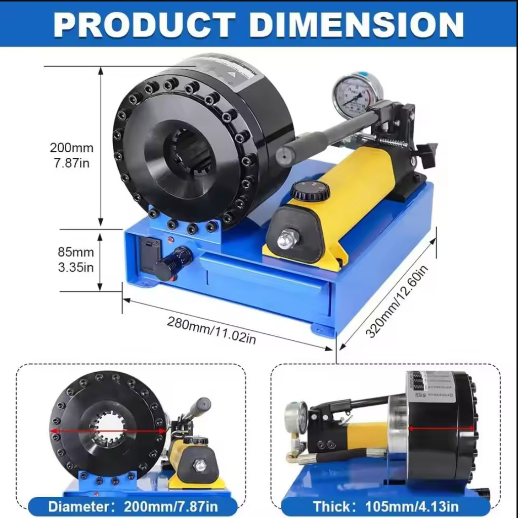 Hydraulic Hose Crimper Machine Manual Portable Hose Crimping Tool Hoses Fittings Pressing Machine