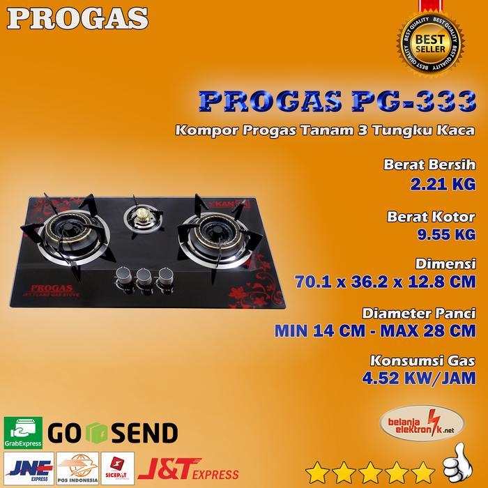 KOMPOR PROGAS TANAM 3 TUNGKU KACA BUNGA MERAH PG-333