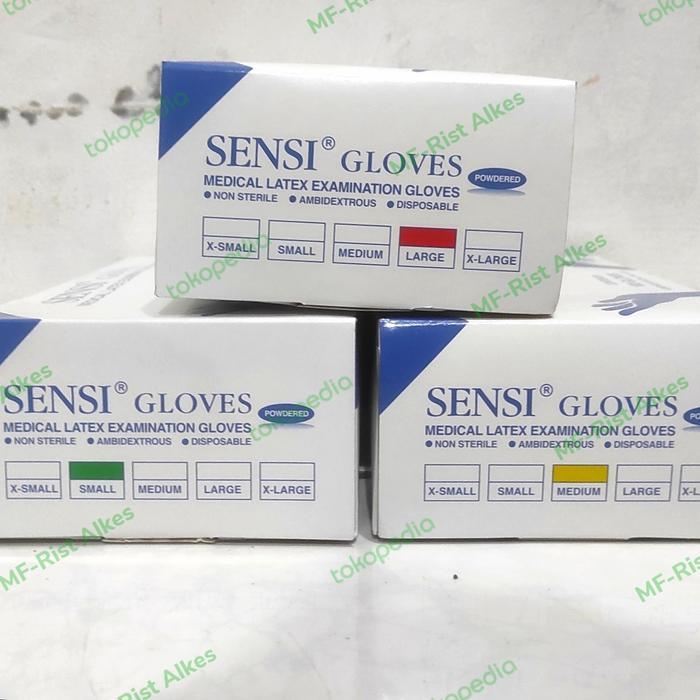 N3W Sensi Gloves latex powdered isi 100 pcs Size XS/S/M/L