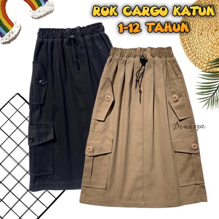 ROK CARGO ANAK PEREMPUAN KEKINIAN / ROK CARGO KATUN ANAK 1-12 TAHUN / ROK PANJANG ANAK PEREMPUAN