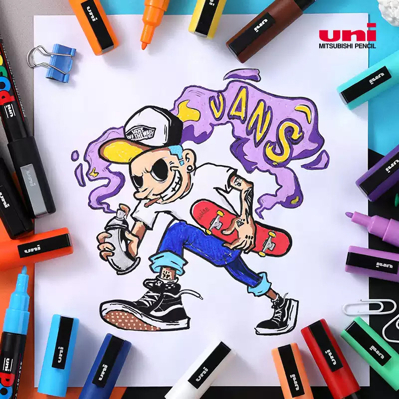 Uni Posca Acrylic Marker Pen Set Waterproof Plumones Marcadores Art Supplies for Paint Drawing POP