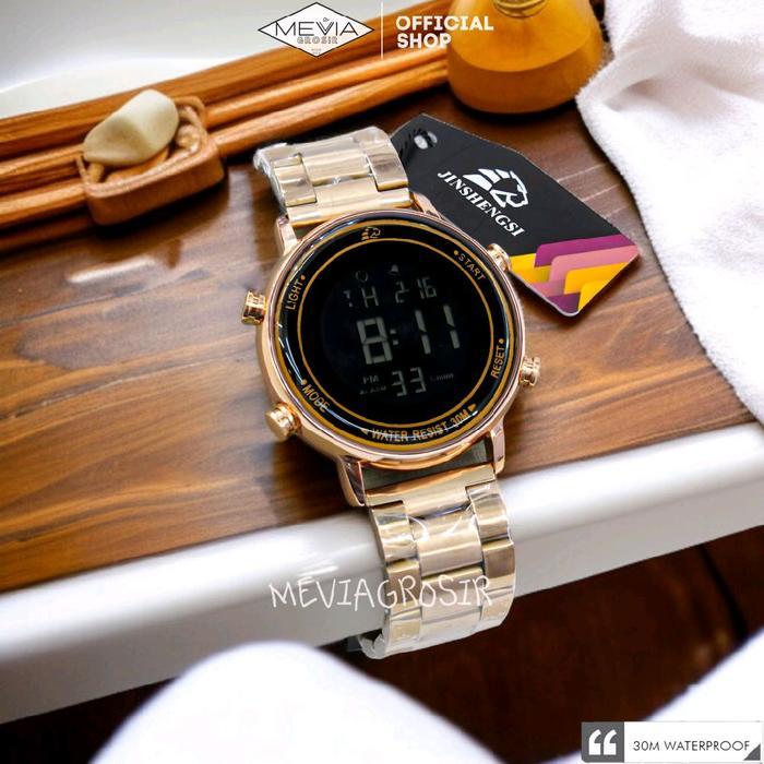 Jam Tangan Wanita LED Digital Strap Rubber Stap Stainless Jam Tangan LED Cewek Digital Jam LED Pria