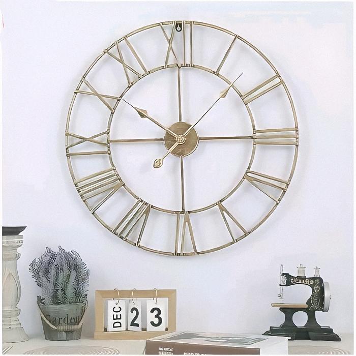 Jam Romawi Gold 60cm Jam Dinding Besar Jam Raksasa