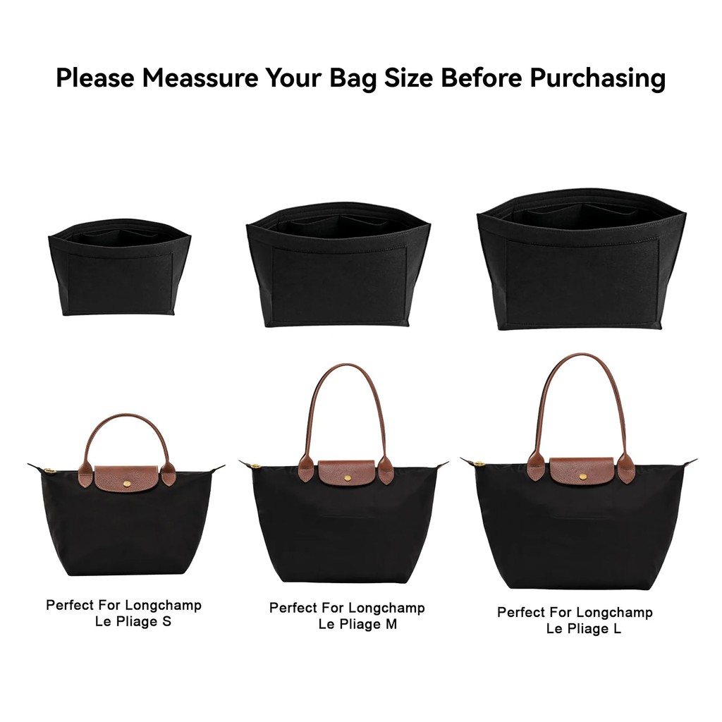 Felt Insert Bag Fits For Longchamp Handbag Liner Bag Felt Cloth Makeup Bag Support Travel Portable