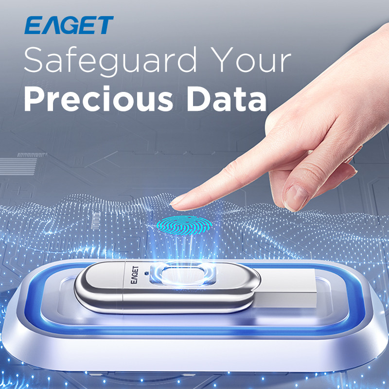 Eaget USB Pendrive Fingerprint Encryption USB Flash Drive 2 in 1 Pen Drive USB 64GB 128GB 256GB