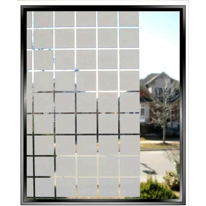 Sticker / Stiker Kaca Sandblast Es Motif Kotak IS