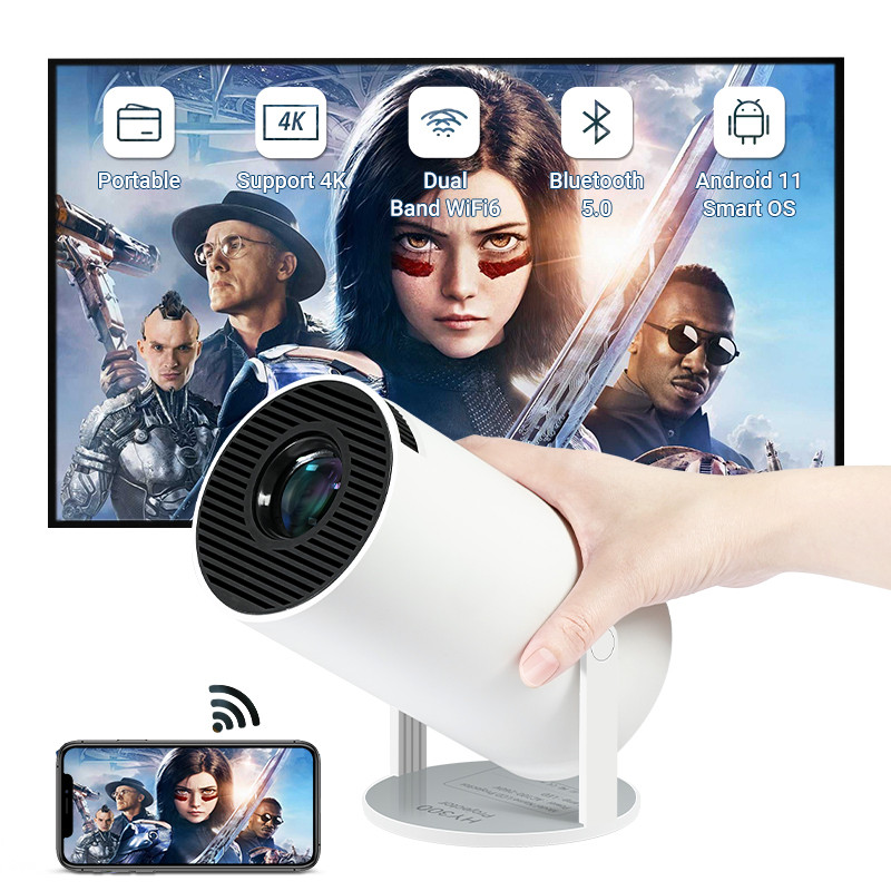 Projector 4K HY300 Full HD 1080P Home LED Small Smart Portable Projector Android 11 BT 5.0 Phone