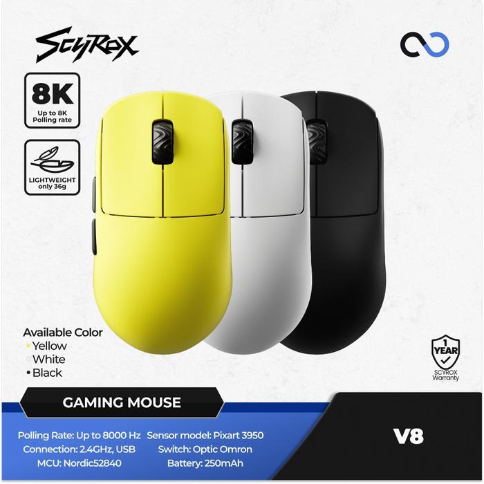 Scyrox V8 8K Light Weight Ambidextrous Wireless Gaming Mouse