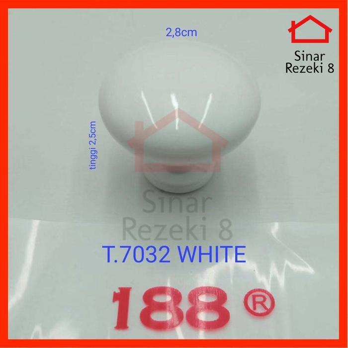 Handle / Tarikan 7032 Putih Knob Bulat Laci Pentol Pintu Lemari Gagang .