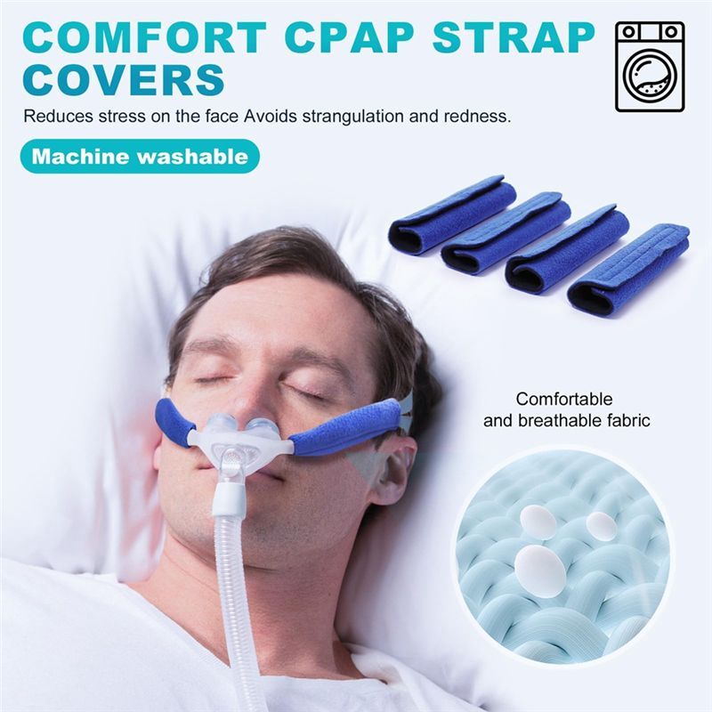ABZZ-Nasal Pillow Mask CPAP Headgear Strap Kit Replacement Headgear Blue & White For Resmed Airfit