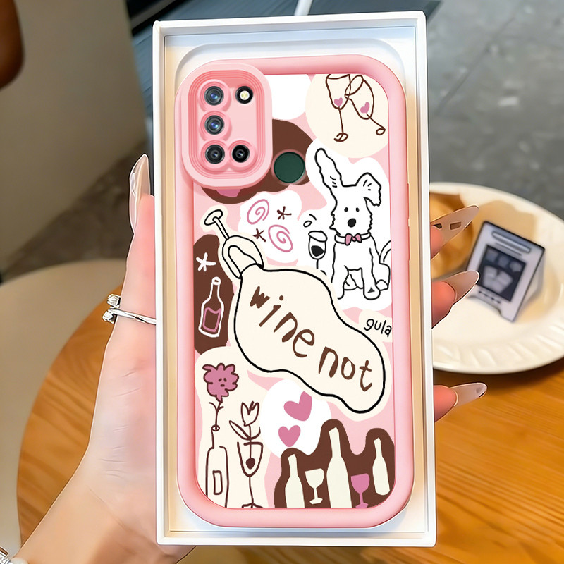 Casing Hp untuk Realme 7I C17 Case Stiker anak anjing Kasing silikon Cesing Elastis Softcase Kesing