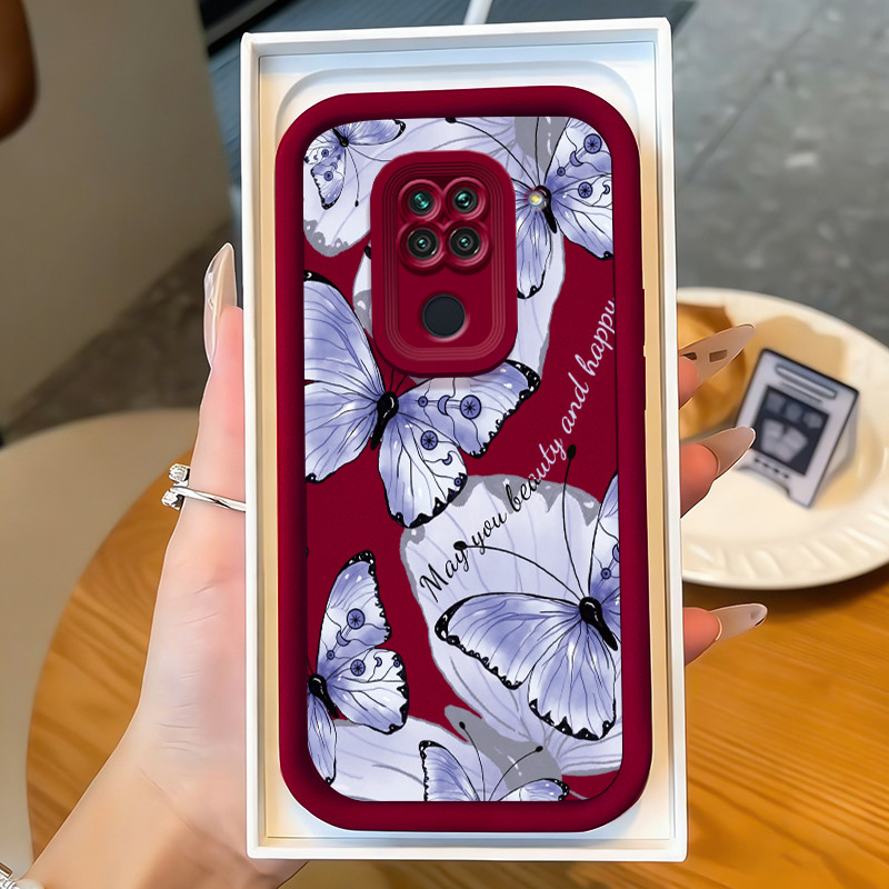 Casing Hp untuk Xiaomi Redmi Note 9 4G 10X Case Purple butterfly Kasing silikon Cesing Elastis Softc