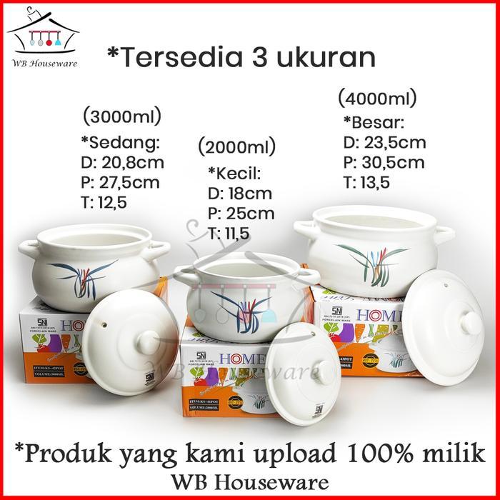 Panci Keramik / Sapo Obat Alami - Clay Pot Home Line Ks-43-42-41 2000-3000-4000Ml