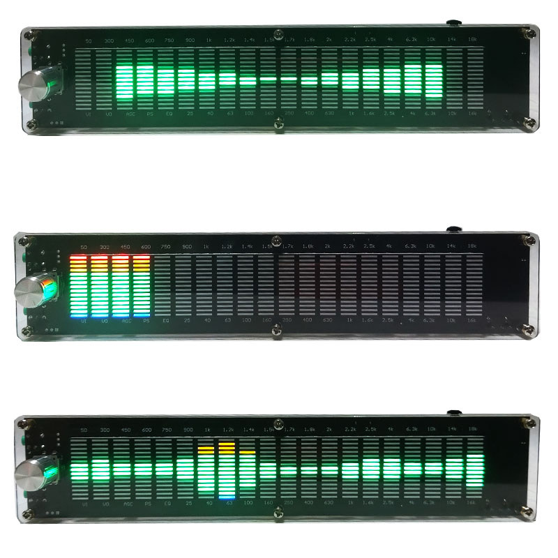 LED Music Spectrum Display W Clock Multimode DSP Equalizer Level Indicator Light Rhythm Analyzer VU