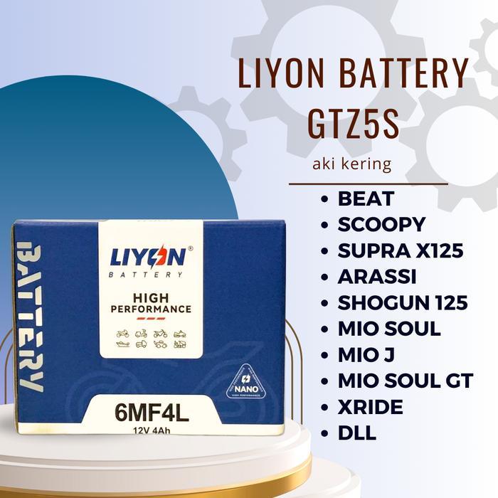 aki motor LIYON BATTERY GTZ5S 12volt 4ampere aki kering