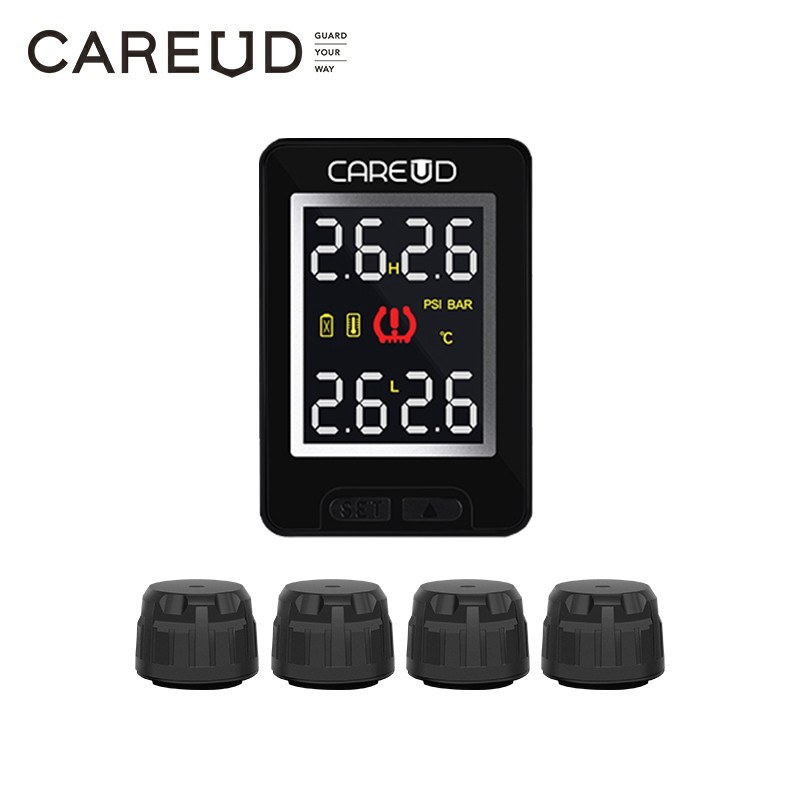 CARUED For Honda Tire Pressure Monitoring U912 TPMS Support BAR PSI 4pcs Sensors Car Alarm System