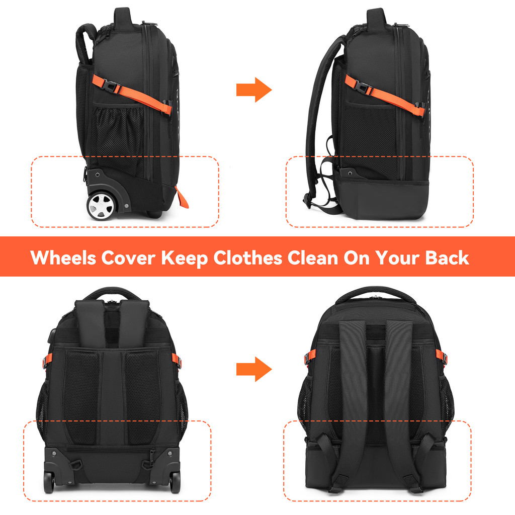 Trolley Luggage Backpack with Wheels Backpack Business Travel Laptop Bag College Travel Backpack