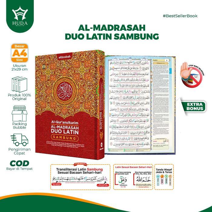 Top Mushaf Duo Latin Sambung A4 DILENGKAPI TAJWID WARNA DAN TERJEMAH QURAN Al-Quran Latin Alquran