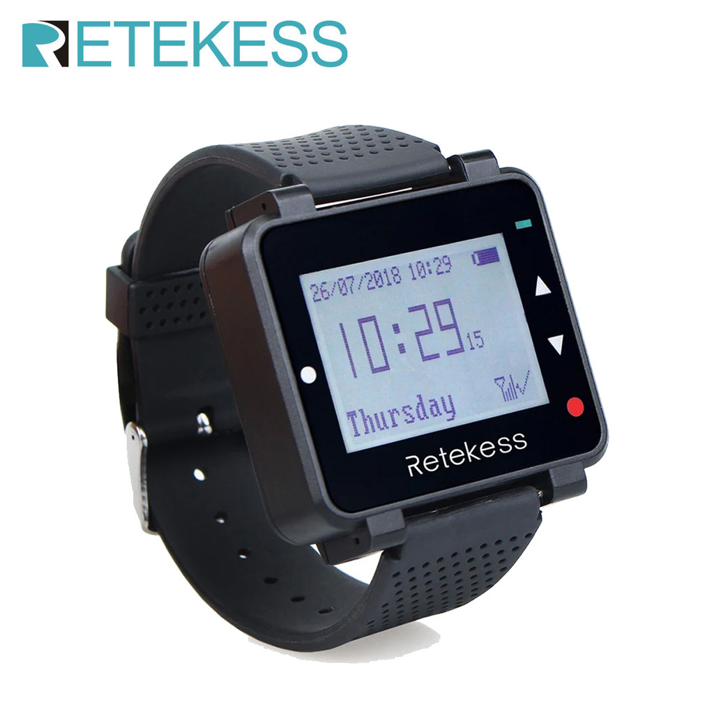 PROMO   Retekess T128 Watch Receiver Wireless Pager Waiter Calling System 433.92MHz For Hookah Resta