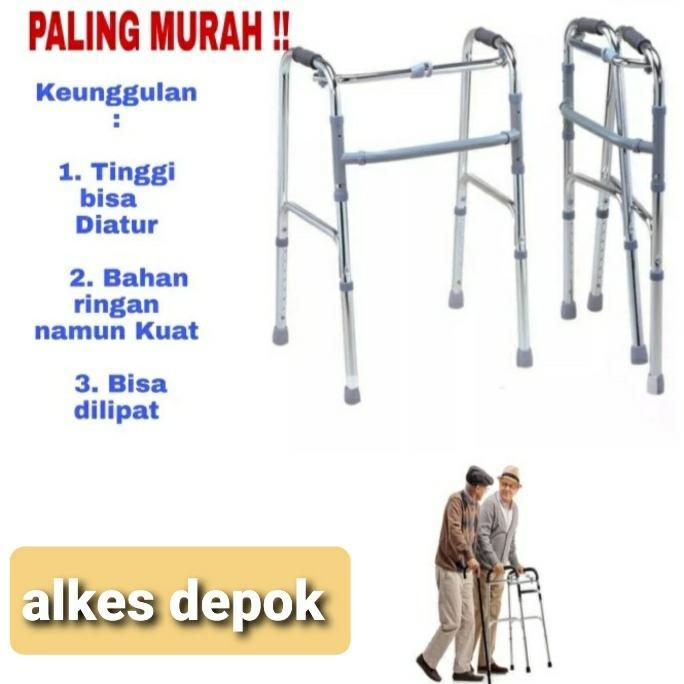 Alat bantu jalan tongkat walker kaki 4 kruk