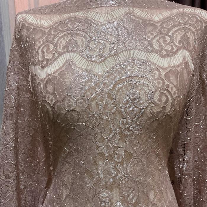 KAIN BROKAT PREMIUM SEMI PRANCIS METALIK/ L PANEL ROSE GOLD KAIN KEBAYA