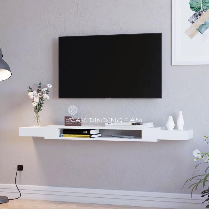 Rak TV Meja TV Minimalis Kayu Gantung Dekorasi Rumah 006