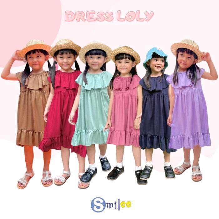 Smilee Loly Mix - Dress Anak Perempuan Rayon 1-5 th Gaun Cewek Bayi Katun Lengan Nyaman & Cantik