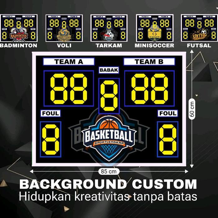 scoring board, papan skor manual custom gambar/background, futsal, minisoccer, tarkam, voli, basket
