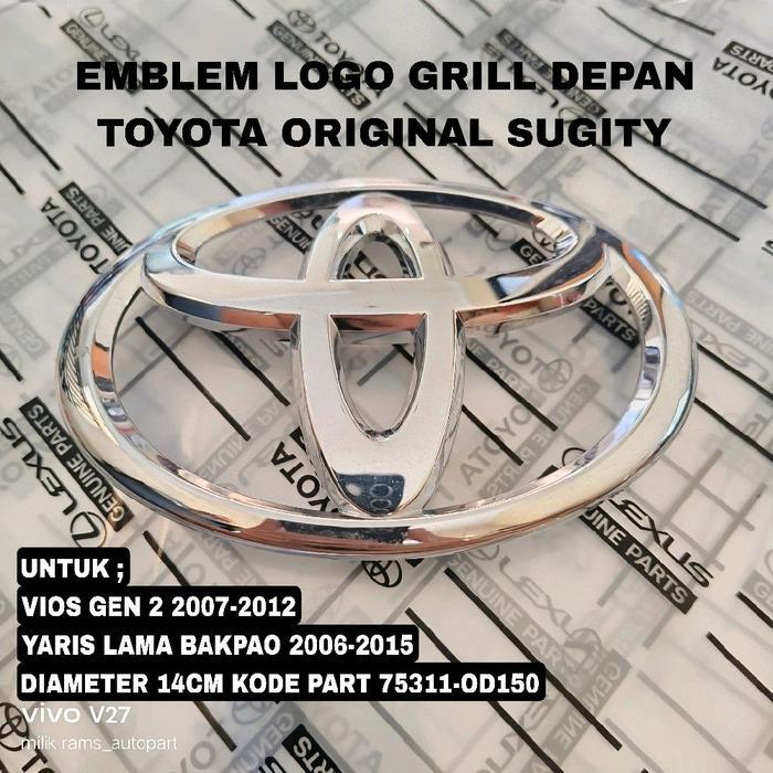 Emblem Logo Grill Depan Toyota Yaris Bakpao Vios Gen 2 2006-2012 14Cm Part 75311-Od150 Original