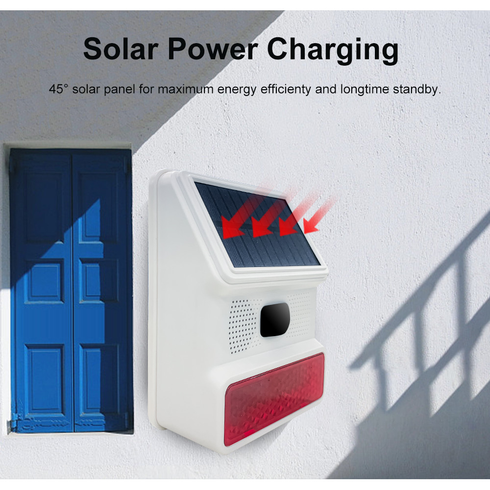 KONLEN Wireless Indoor Outdoor Strobe Solar Siren Horn Flash 433MHZ For 2G 4G WIFI GSM Smart Home