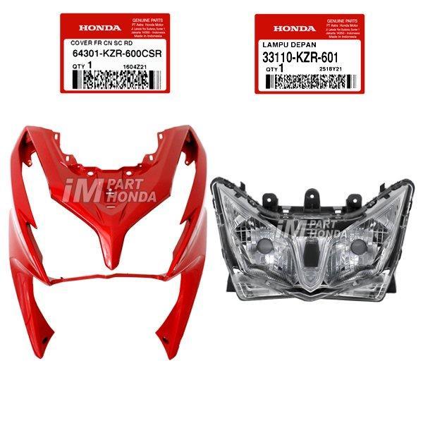 33110-Kzr-601 64301-Kzr-600Csr Reflektor & Cover Front Tameng Lampu Depan Merah Vario 125 Old