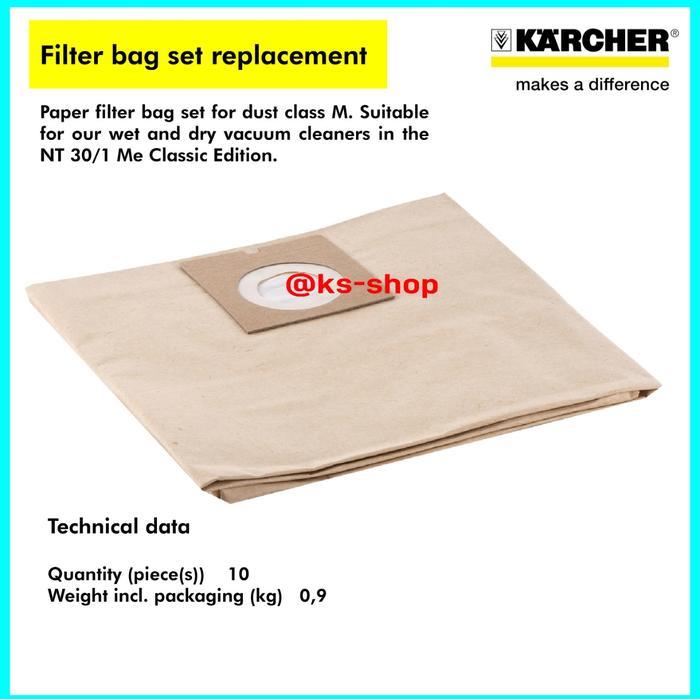 TERLARIS Karcher Filter Bag For Vacuum Cleaner NT 30/1 ME Classic Per Pcs SALE