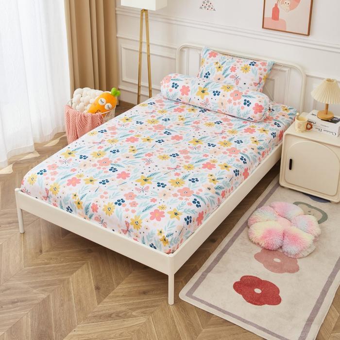 Informa Set 3 Pcs Seprai Double Microfiber Flower Sprei Anak Bedding Tempat Tidur Kamar Anak Sarung