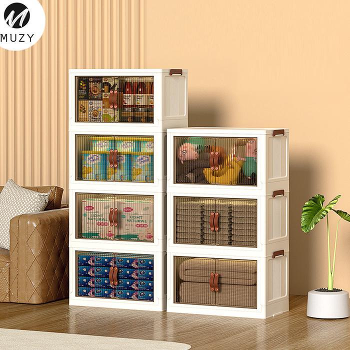Muzy Container Box Lipat Lemari Susun Plastik Serbaguna Lemari Pakaian Lipat Box Baju Susun Storage