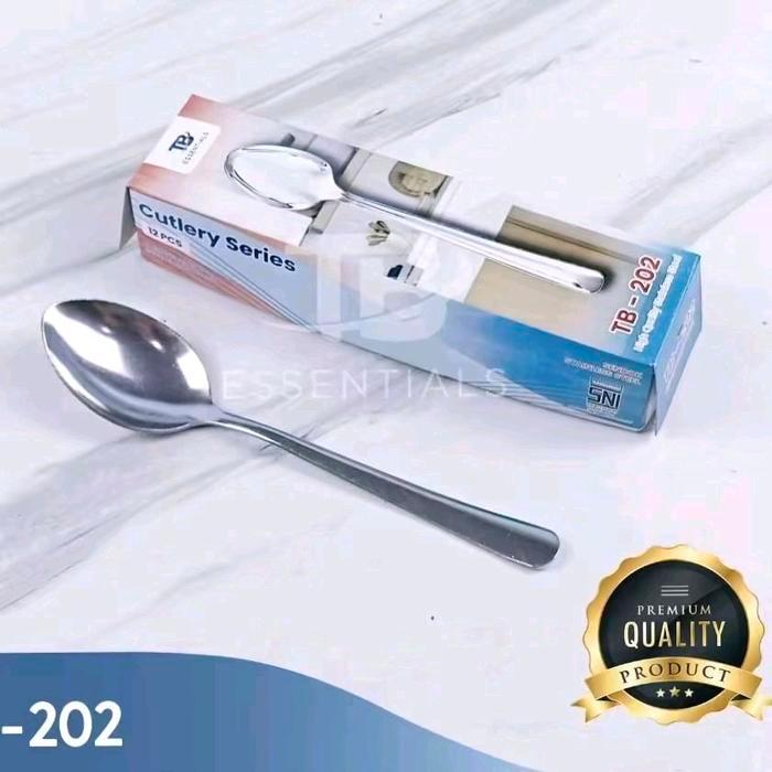 1Lusin (12Pcs) Sendok Makan Polos 202 Stainless Steel Sendok Restoran Hotel Polos Dnt Garpu