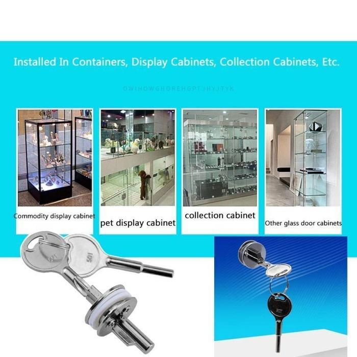 1Set Kunci Lemari Etalase Kaca Single Kunci Pintu Lemari Kaca Glass Cabinet Showcase Lock Konci