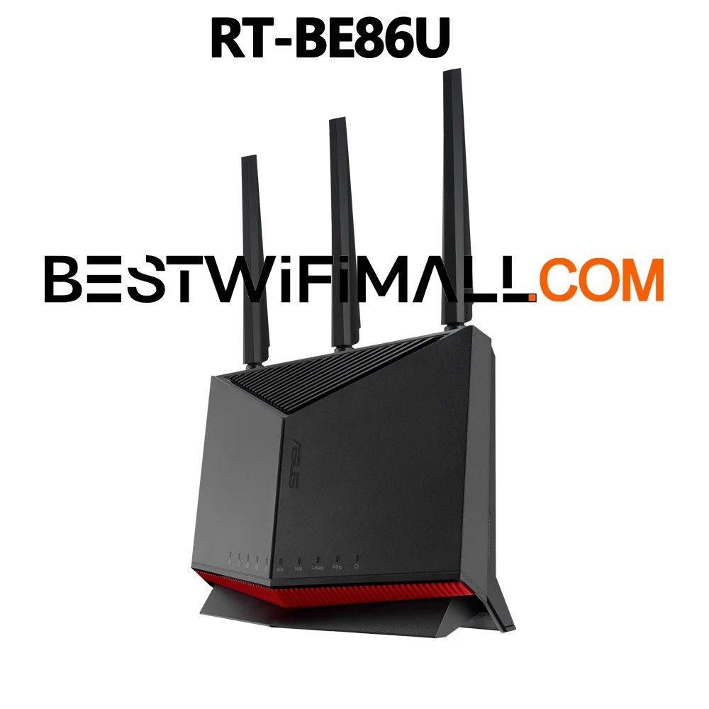 ASUS RT-BE86U BE6800 WiFi 7 802.11BE AiMesh Gaming Router Dual-Band 7-Stream 10G WAN/LAN Port, 2,750